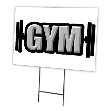 Signmission Gym Yard Sign & Stake outdoor plastic coroplast window, C-2436-DS-Gym C-2436-DS-Gym